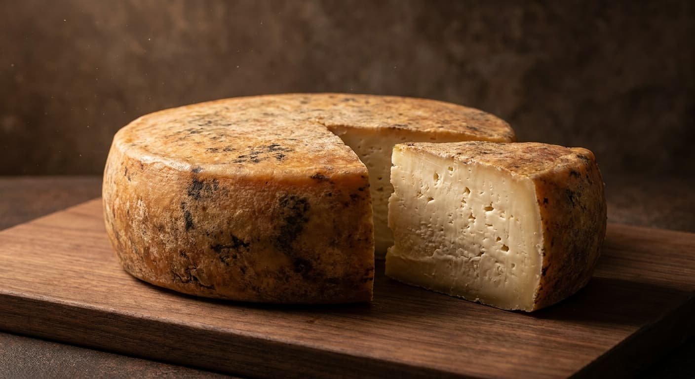 Aged cheese wedge